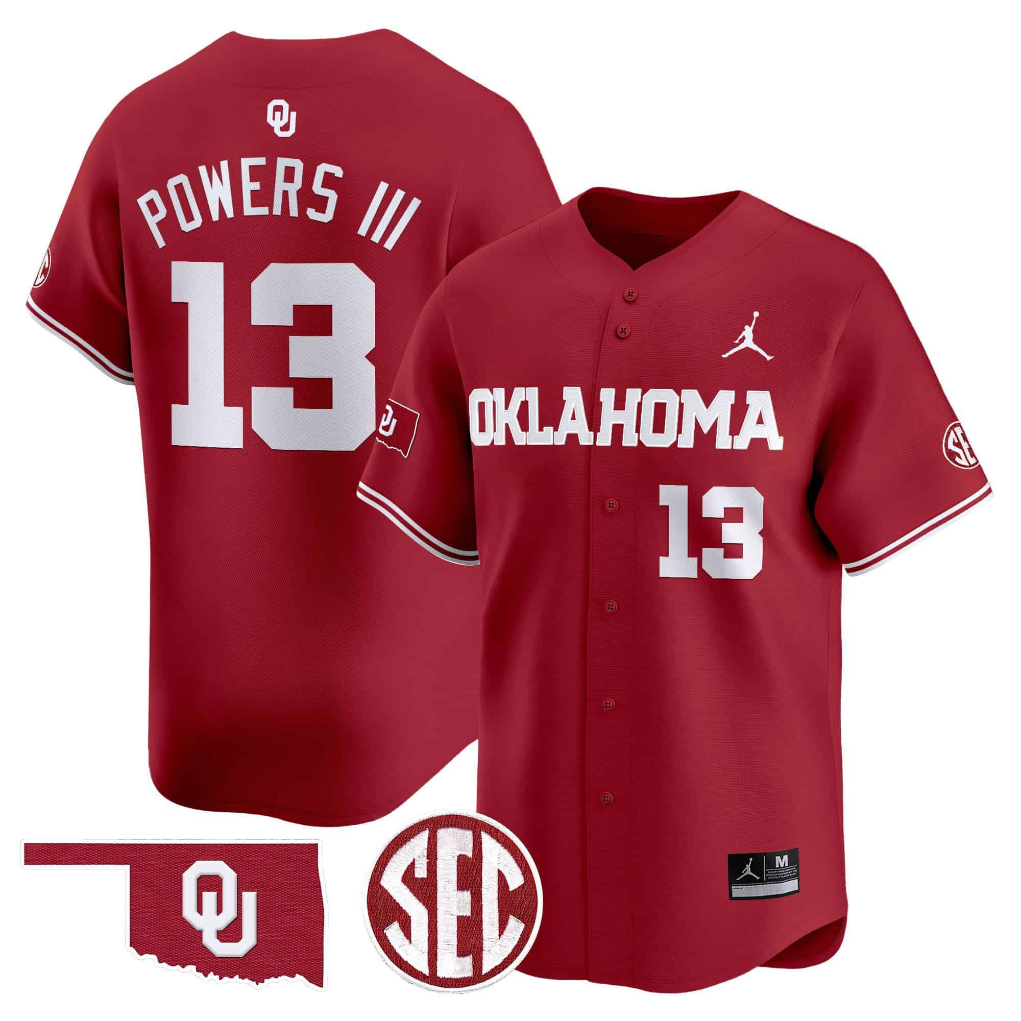 Men Oklahoma Sooners #13 Powers iii Red 2024 Vapor Premier Limited NCAA Jersey